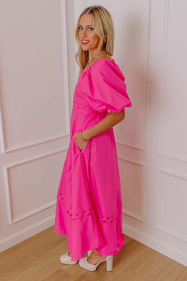 Ultimate Chic Margaritas Please Cut Out Midi Dress - Hot Pink