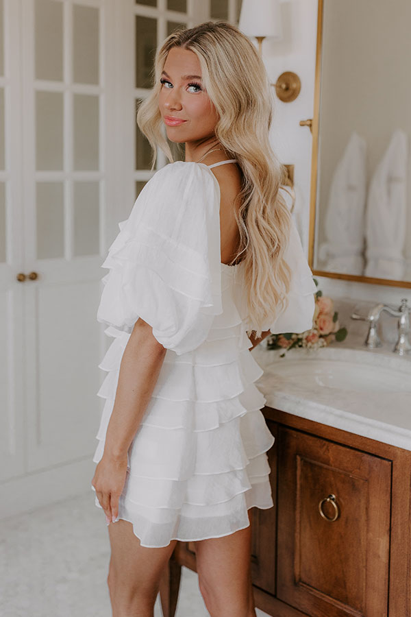 Ultimate Romance: Love Song Tiered Mini Dress in White