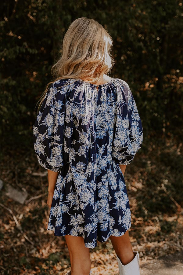 Premium Floral Romper: Navy Blue Elegance