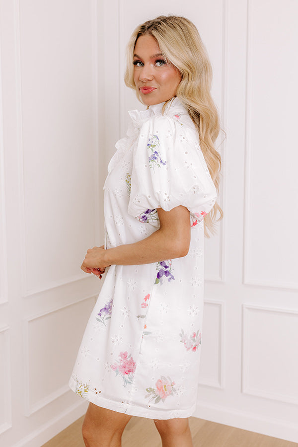 Ultimate Brunch Date Floral Eyelet Mini Dress - Romantic & Playful