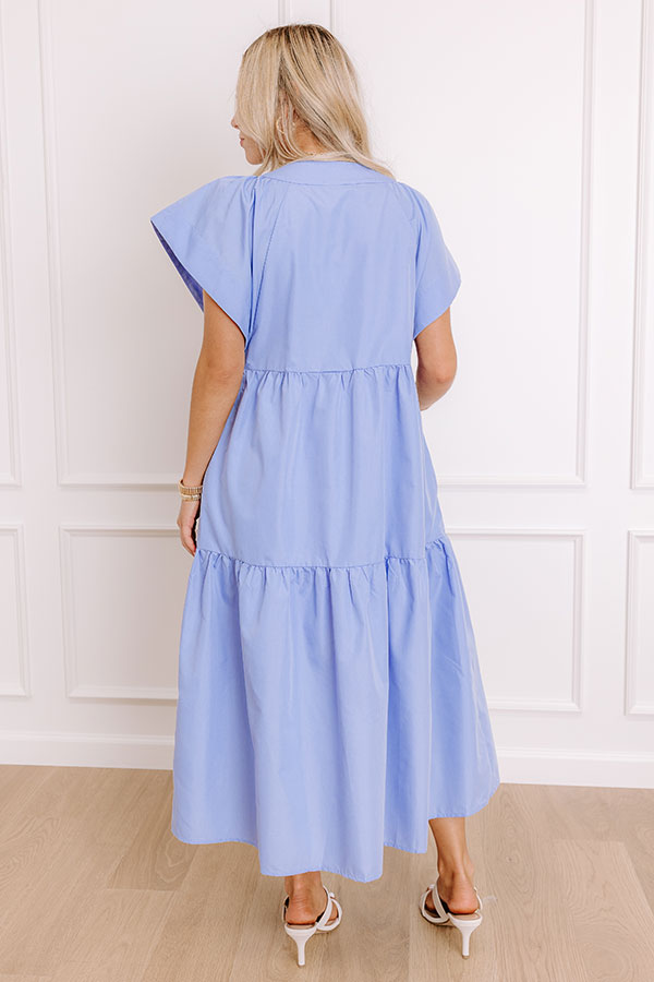 Ultimate Subtle Charm Button Down Midi Dress | Light Periwinkle
