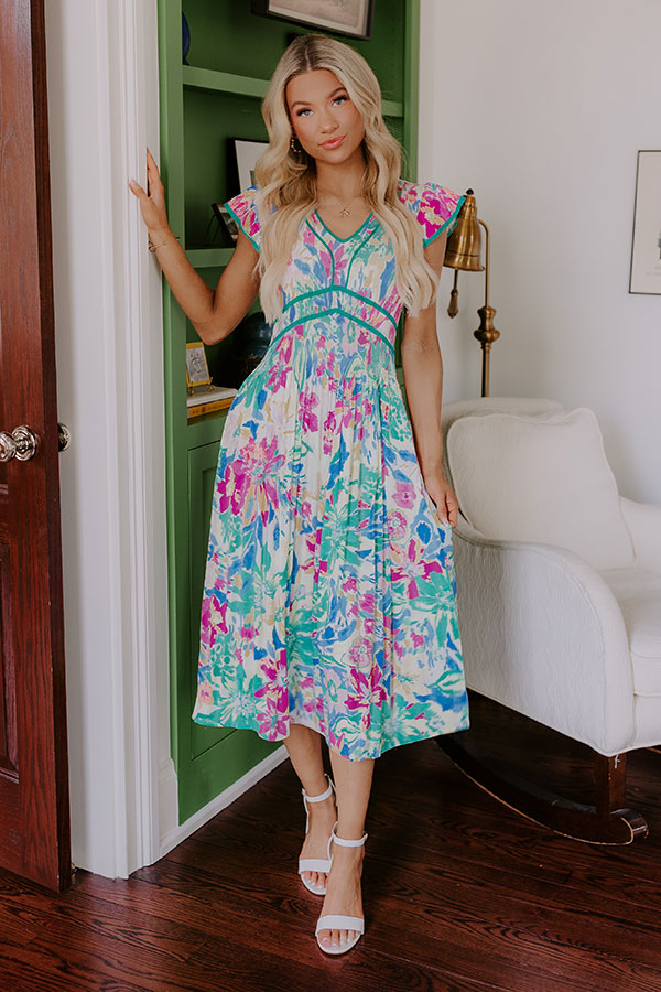 Ultimate Blooming Beauty Pleated Midi Dress