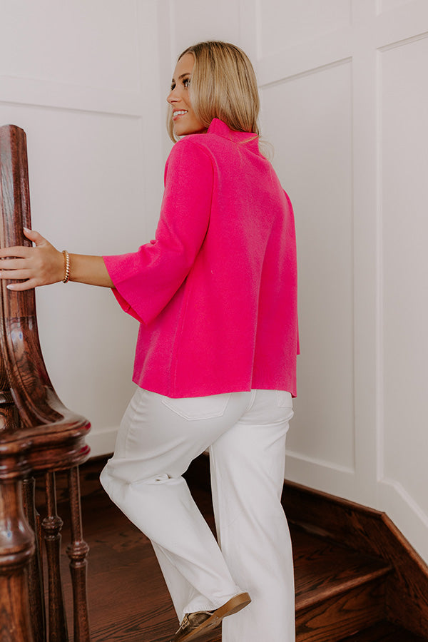 Ultimate Chic Knit Sweater Top in Vibrant Hot Pink