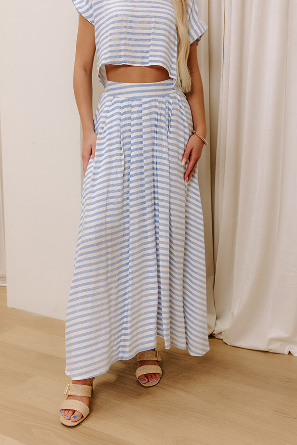 Ultimate Coastal Chic: Premium High-Waist Striped Maxi Skirt