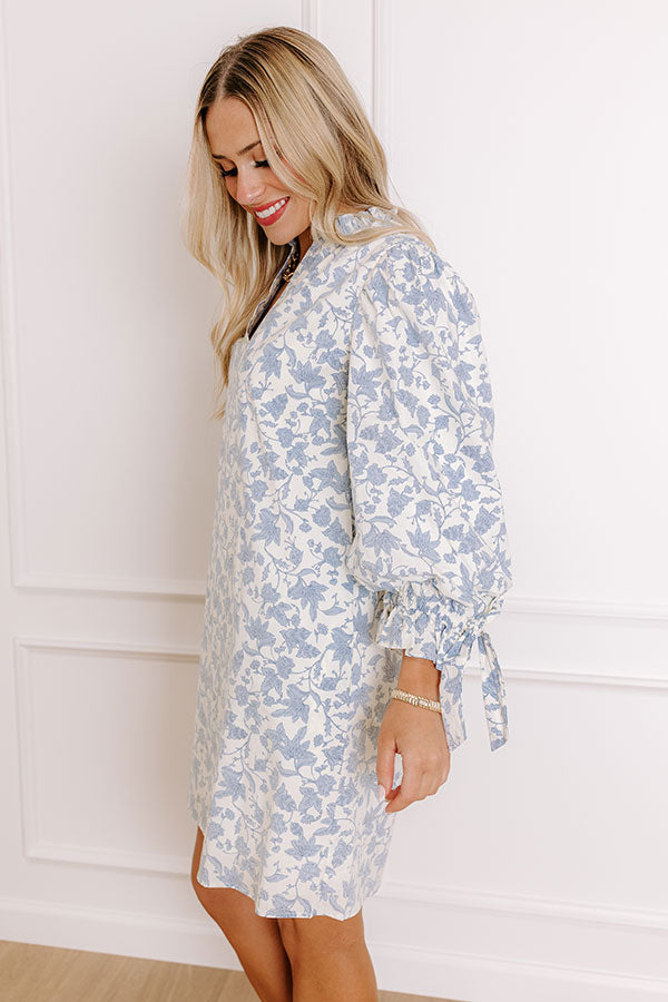 Ultimate Romantic Floral Mini Dress - Blue Elegance