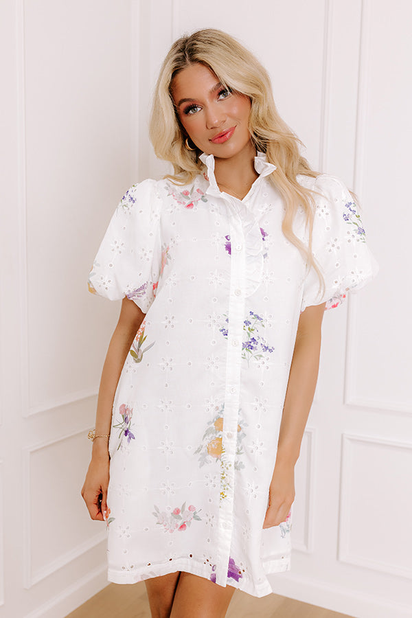 Ultimate Brunch Date Floral Eyelet Mini Dress - Romantic & Playful