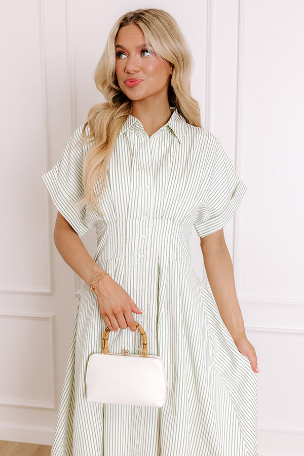 Premium Sage Stripe Maxi Dress - Ultimate Style Upgrade