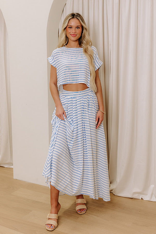 Ultimate Coastal Chic: Premium High-Waist Striped Maxi Skirt