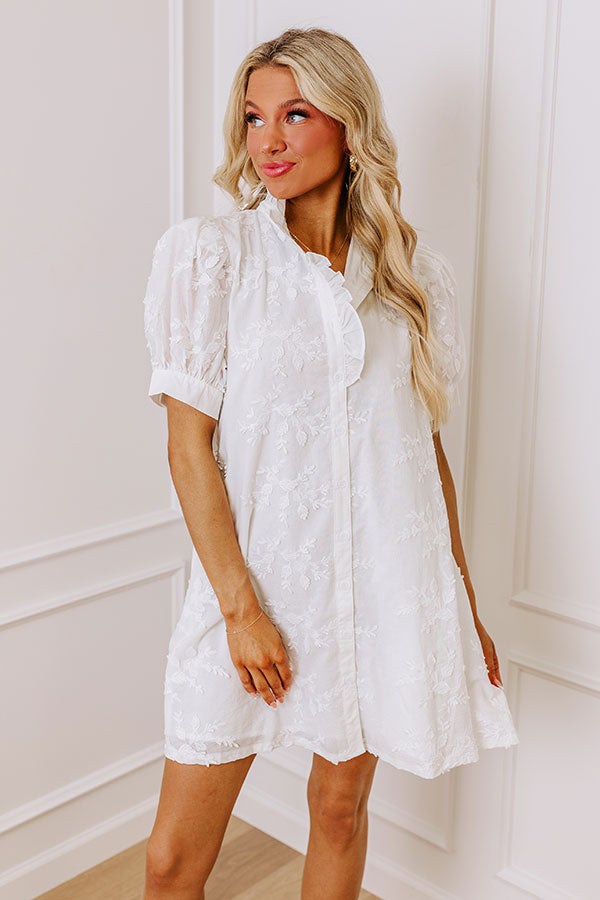 Premium Sunday Brunch Embroidered Mini Dress in White - Ultimate Casual Elegance