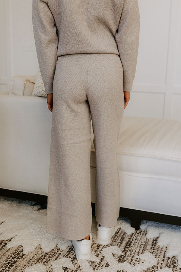 Premium High Waist Knit Pants - Warm Taupe | Effortless Style