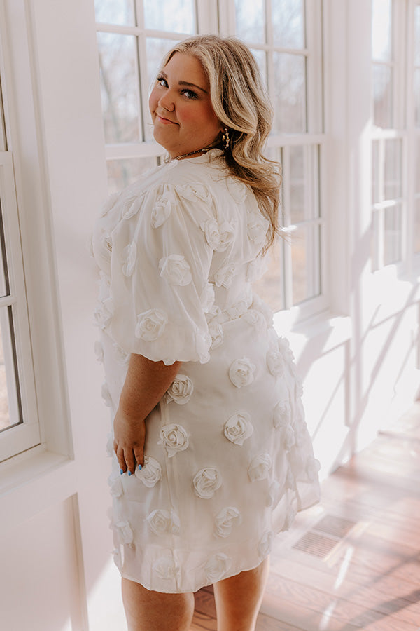 Ultimate Romantic Rosette Mini Dress - Cream Curves