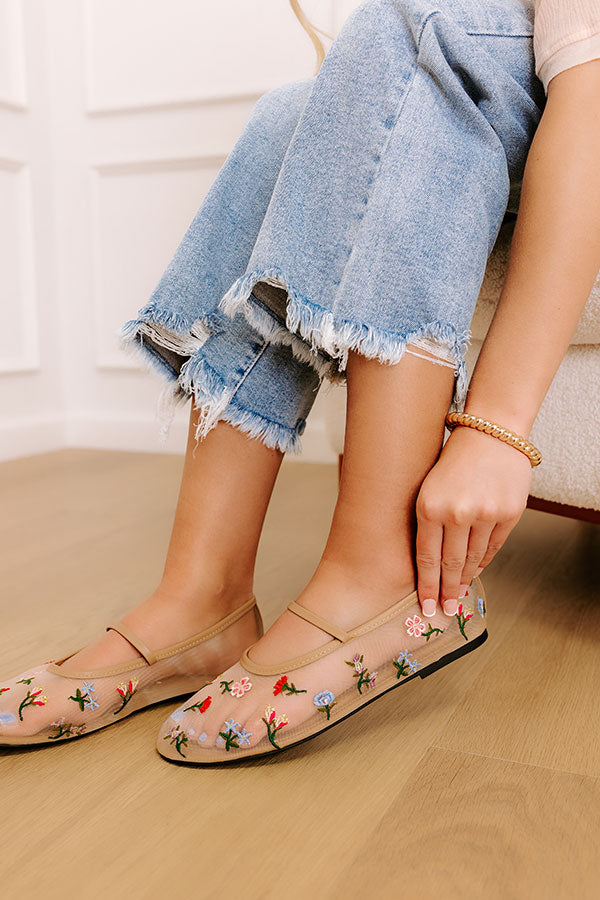 Premium Violet Mesh Embroidered Flats - Natural Elegance