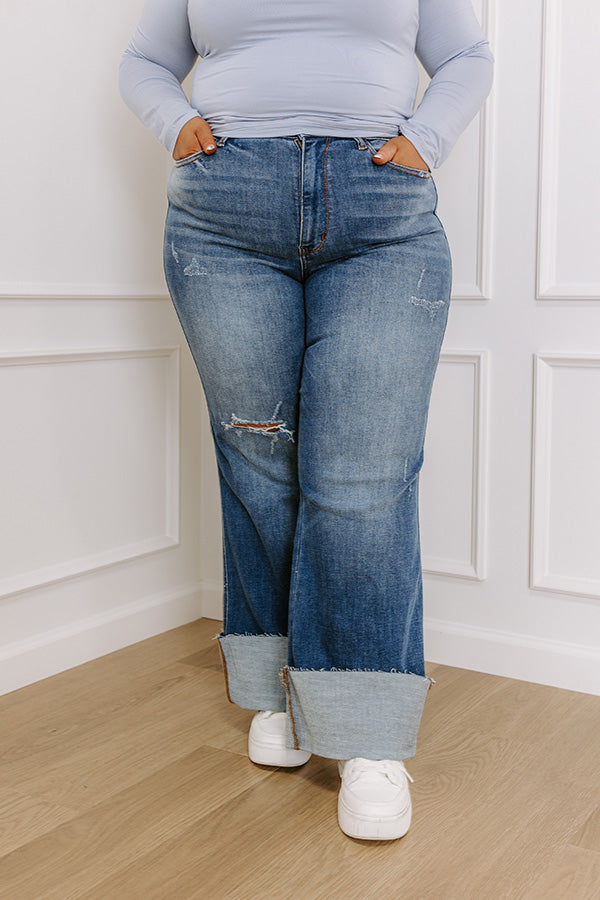 JUDY BLUE Premium Wrenley High Waist Wide Leg Jeans for Curves