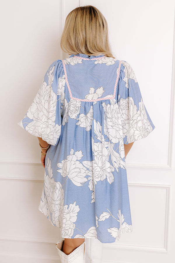 Premium Sky Blue Floral Mini Dress - Ultimate Casual Chic