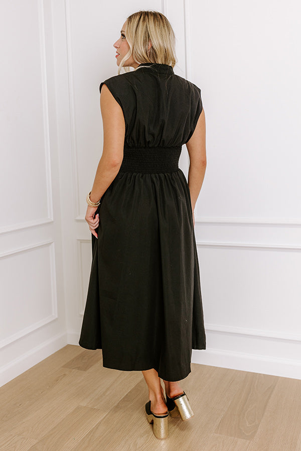 Ultimate Chic Black Midi Dress with Front Slit