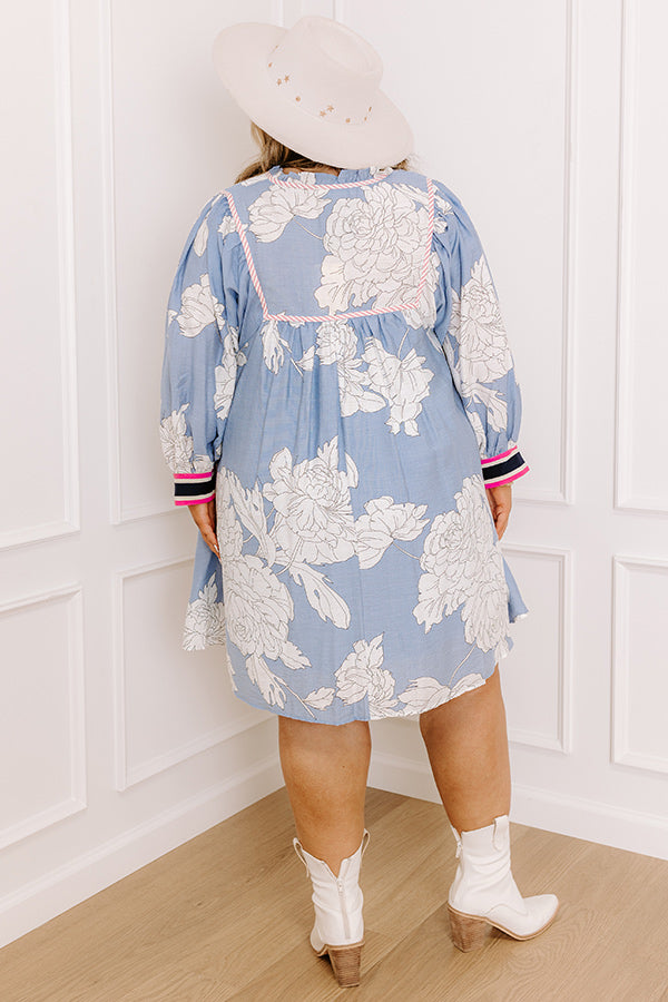 Premium Sky Blue Floral Mini Dress - Ultimate Casual Chic