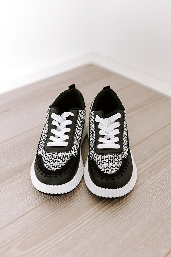 Premium Black Terra Tweed Platform Sneakers - Ultimate Comfort & Style