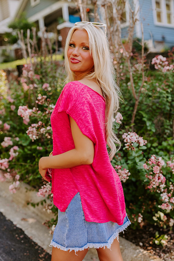 Ultimate Coastal Chic Knit Top - Hot Pink