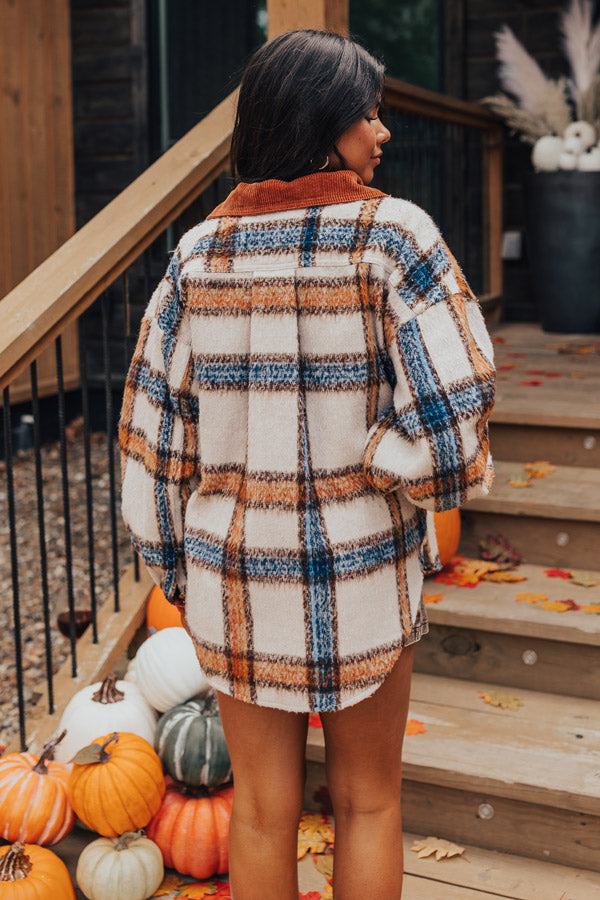 Premium Brown Sugar Plaid Corduroy Jacket