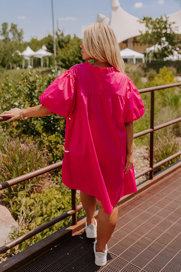 Ultimate Porch Swing Sippin' Mini Dress - Hot Pink Curves