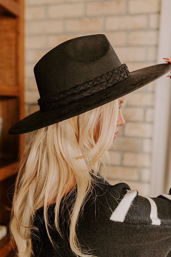 Premium Fall Dreams Faux Suede Fedora Hat - Black