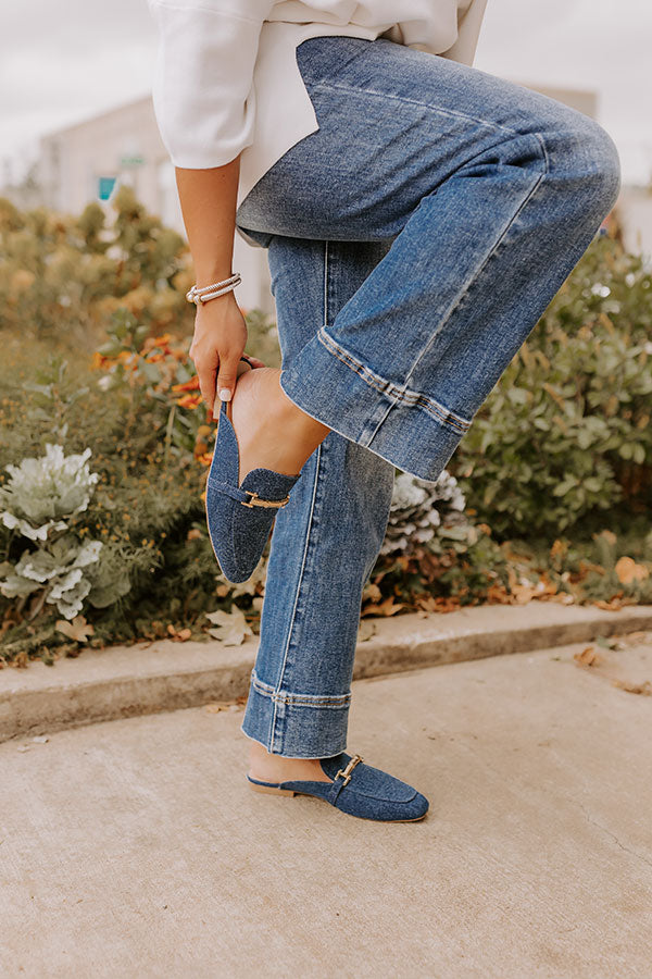 Premium Aubrey Denim Mule Loafer - Medium Wash