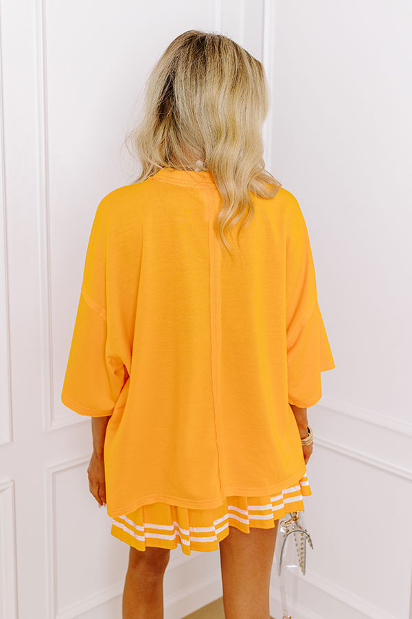 Ultimate Game Day Glow: Touchdown Sequin Oversized Tee in Orange