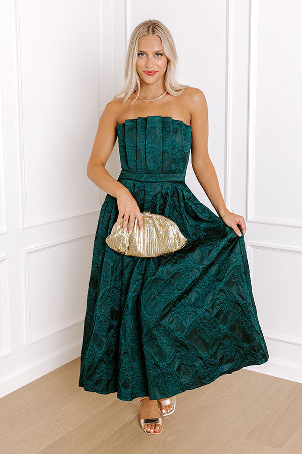 Ultimate Gala Night Jacquard Midi Dress - Dark Hunter Green