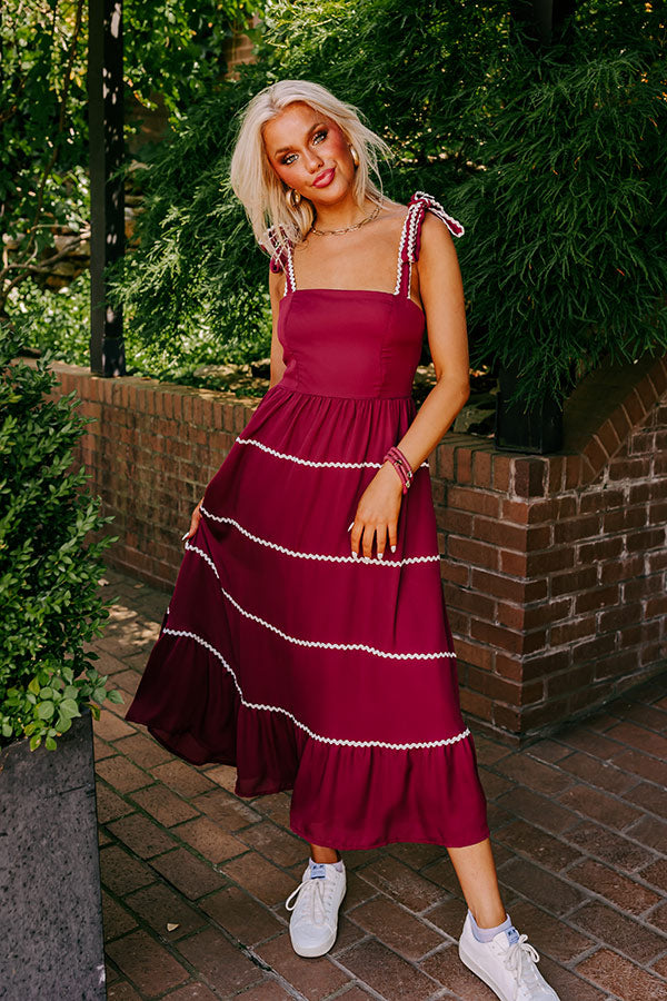 Premium Simply Glowing Midi Dress in Maroon