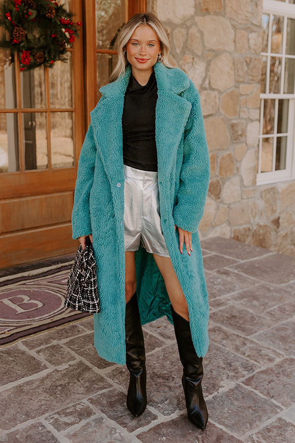 Ultimate Plush Please Sherpa Coat - Turquoise Bliss