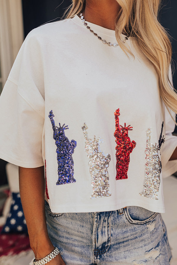 Premium Lady Liberty Sequin Tee - Shine with Style