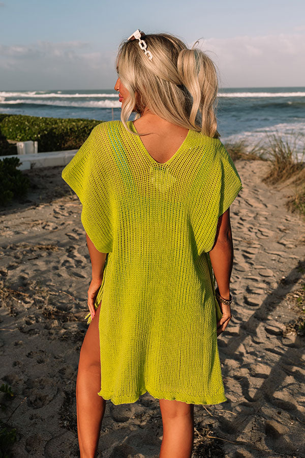 Premium Rooftop Pool Knit Cover Up - Lime Punch