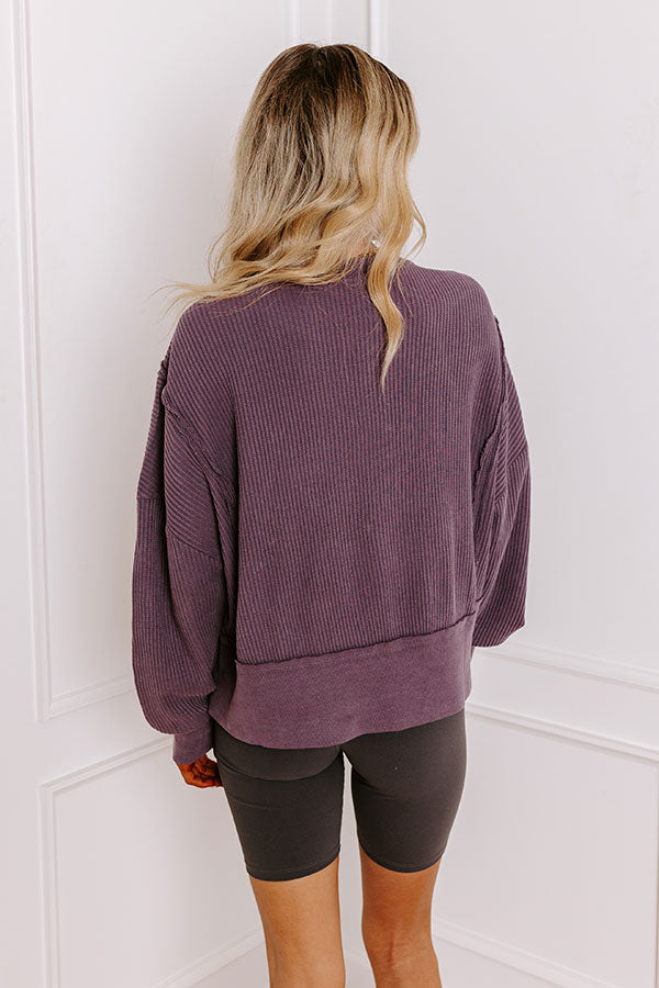 Premium Cedar Creek Waffle Knit Top - Purple Comfort