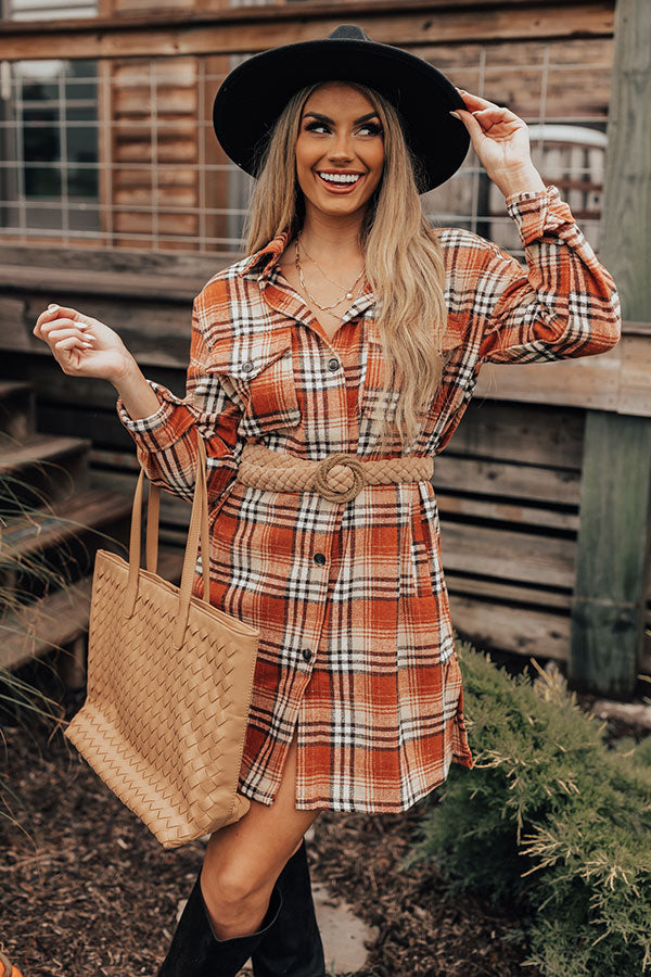 Ultimate Central Park Plaid Dress - Rust Fall Essential