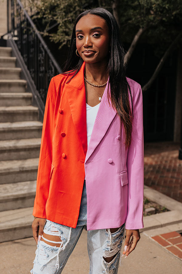 Premium Color Block Blazer for Memorable Meetings