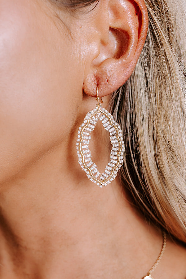 Premium Ivory Beaded Elegance Earrings