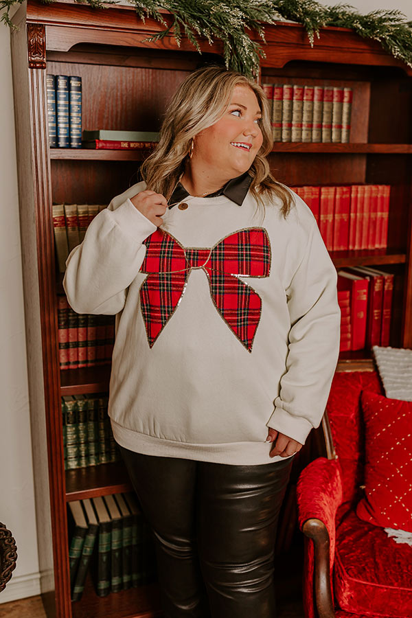 Premium Holiday Embroidered Sweatshirt - Festive Bow Design