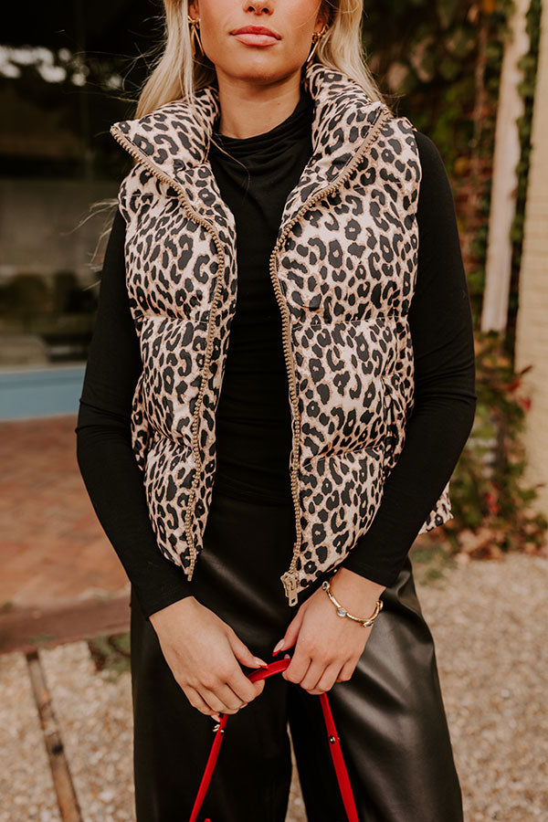 Premium Urban Chic Leopard Puffer Vest