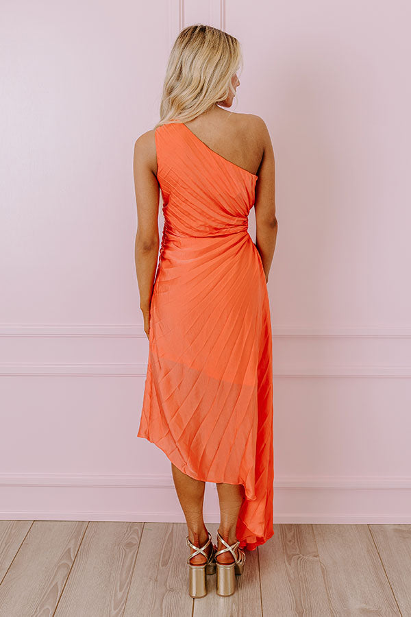 Premium Coral Midi Dress - Height of Fame Collection