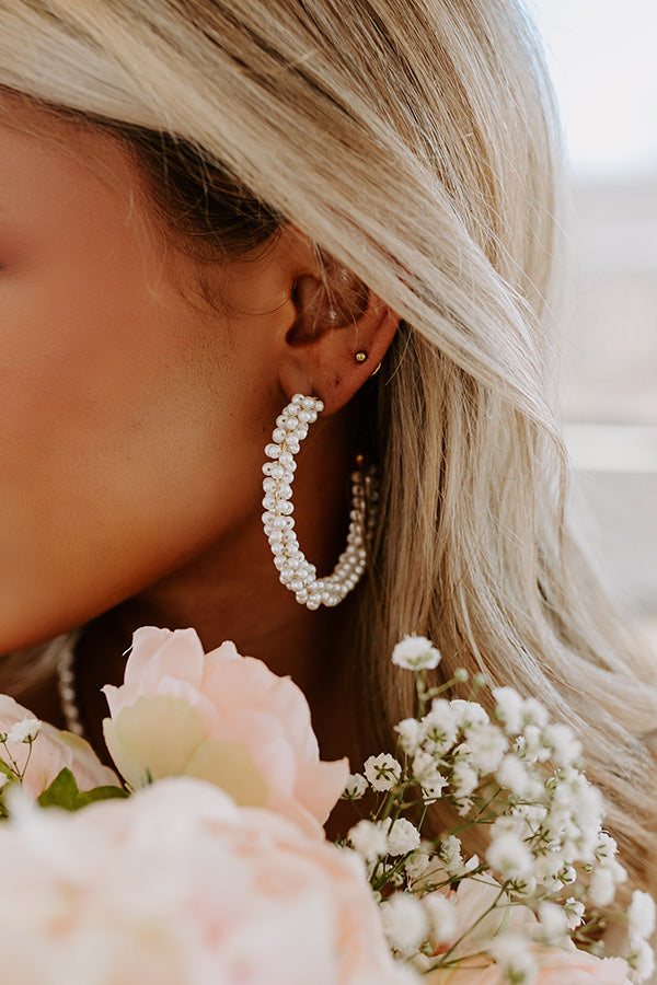 Premium Elegance Pearl Hoop Earrings - Gold Accents