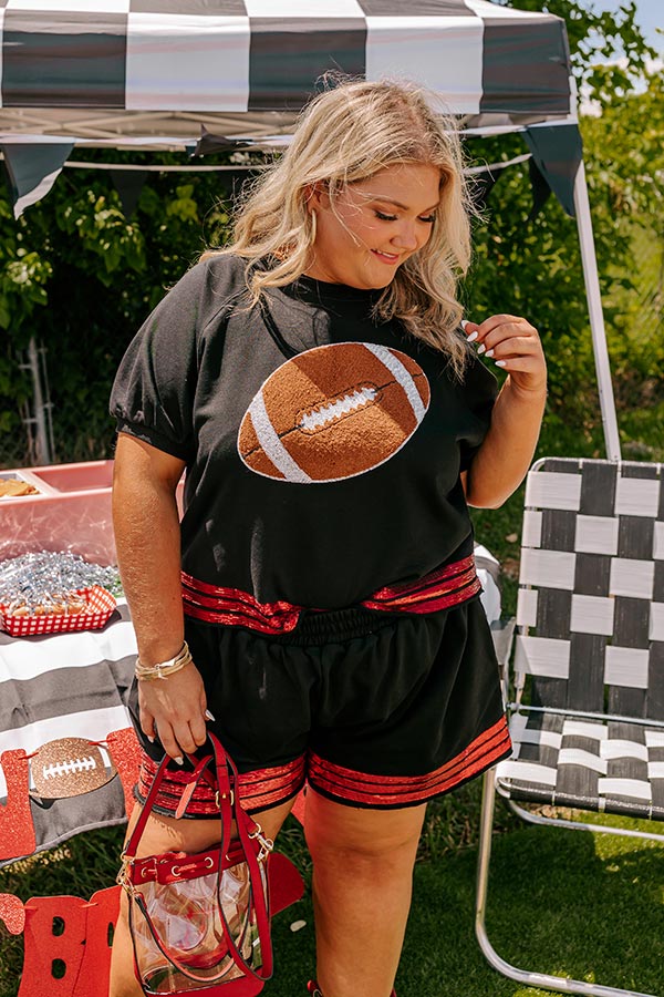 Ultimate Game Day Glam Embroidered Top - Black Curves Edition