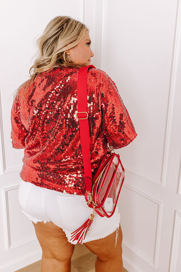 Ultimate Gameday Sequin Tunic - Red Curves Edition