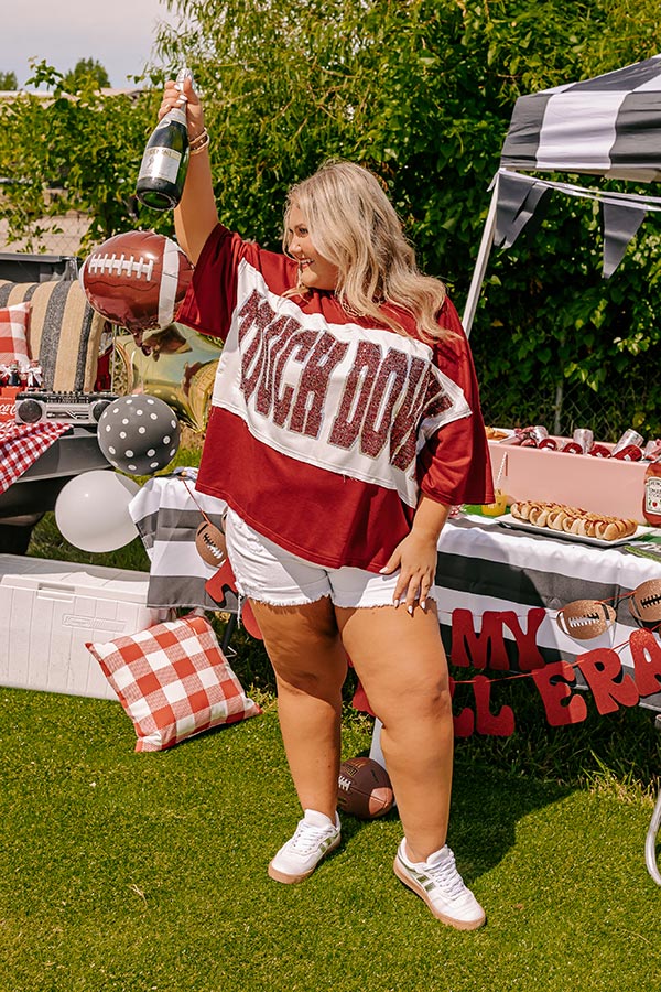 Ultimate Game Day Sequin Touchdown Tee - Red Curves