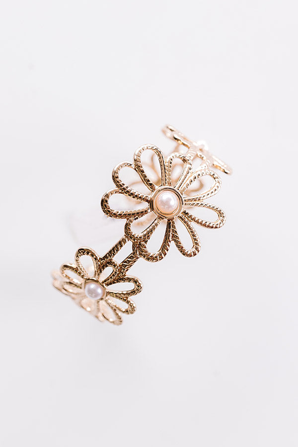 Premium Garden Party Cuff Bracelet - Floral Elegance