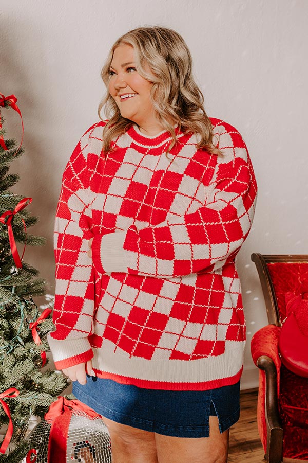 Premium Warm Embrace Knit Sweater - Timeless Argyle Design