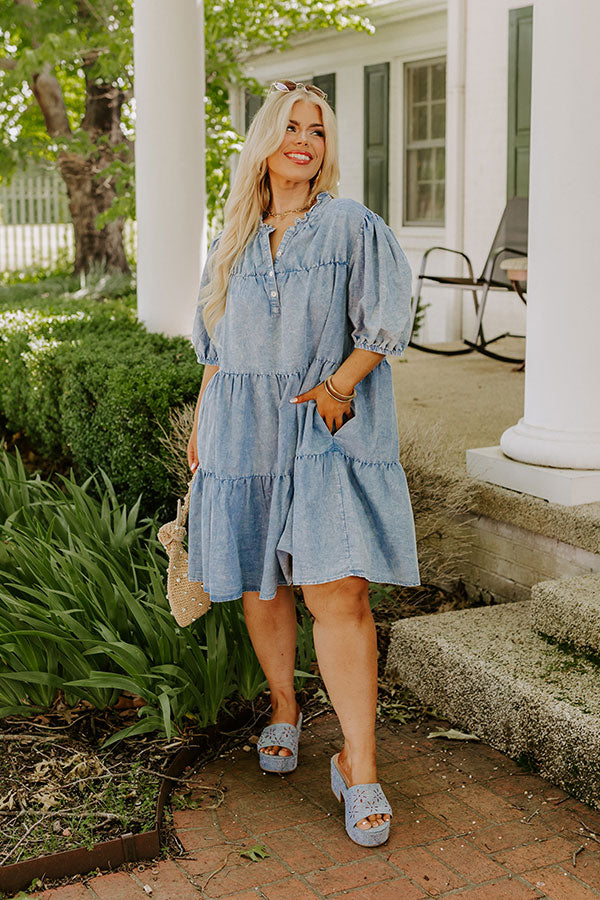 Ultimate Downtown Daze Chambray Mini Dress - Curves Edition