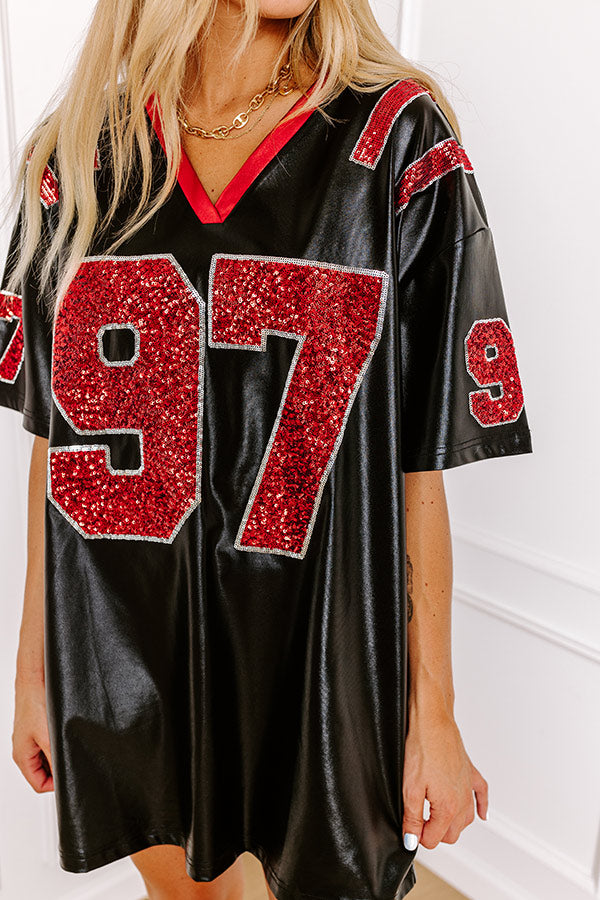 Ultimate Game Day Faux Leather Mini Dress - Black '97