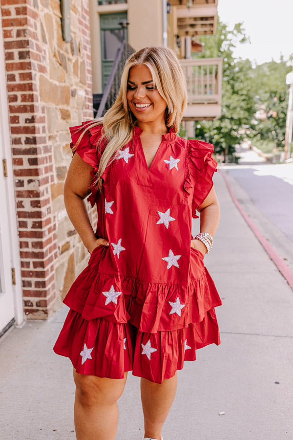 Ultimate Game Day Ruffle Mini Dress - Crimson Curves Collection