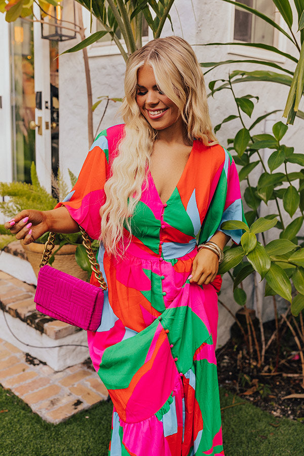 Premium Sailboat Soiree Maxi Dress - Hot Pink Curves