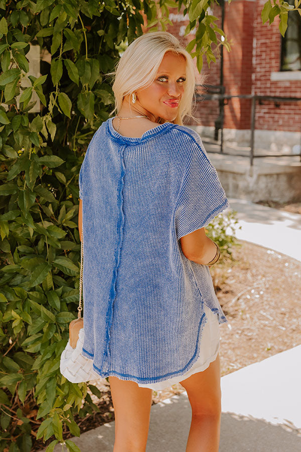 Premium Blue Waffle Knit Top - Ultimate Everyday Style